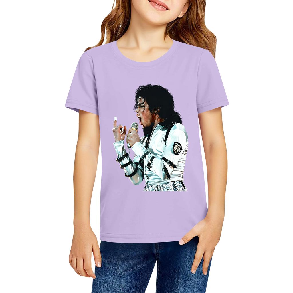 Fashionable Round Neck Short Sleeve Work Clothes Printed Tops For KID Summer Tops