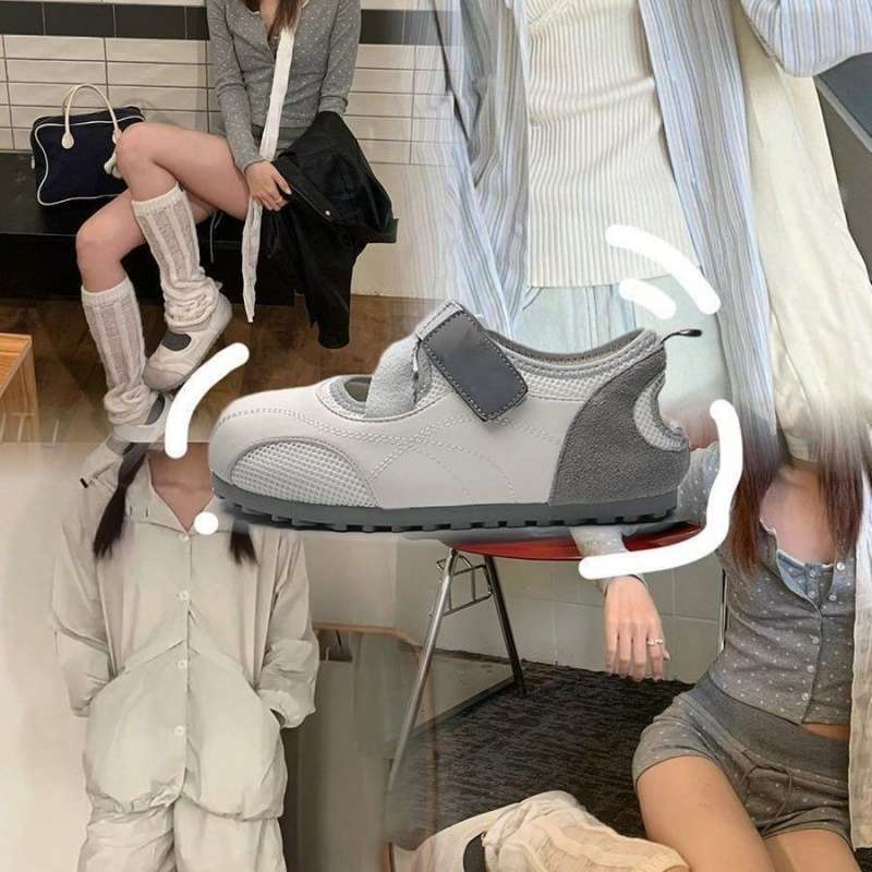2025 Summer New Ugly Cute Shoes Women's Velcro Mary Jane Shoes Women's Flat-bottomed Versatile Casual Shoes Puff Single Shoes