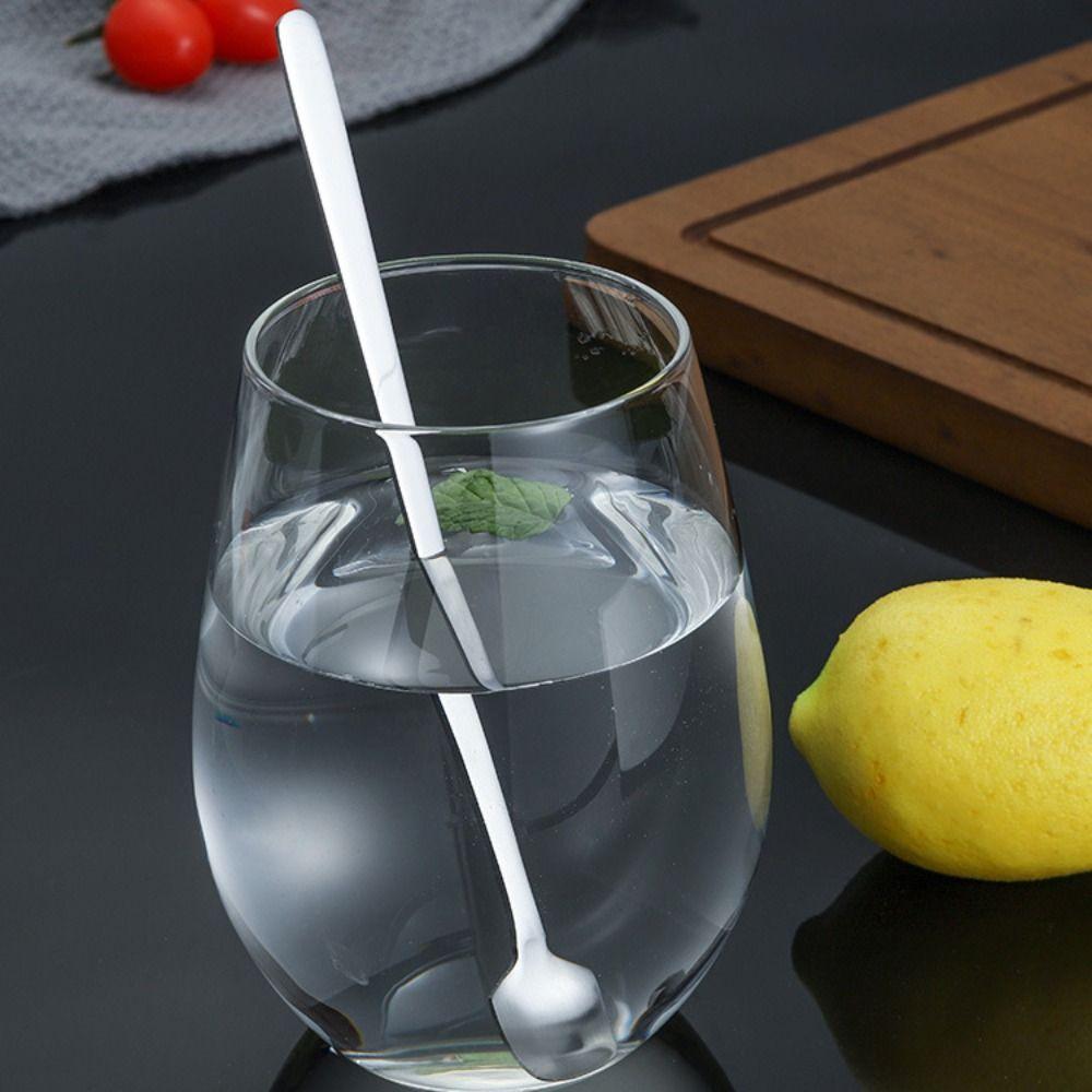 5pcs Silver/gold Square Teaspoon Stainless Steel Dessert Scoops Coffee Stirring Spoons  Mug