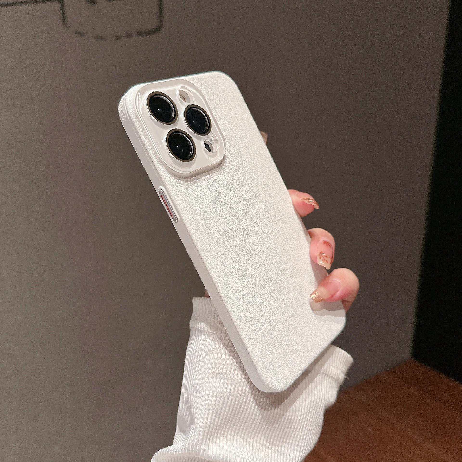 

Усовершенствованный узор личи подходит для Apple 16 мобильный телефон чехол Crystal Lens IPhone15 простой 14promax жесткий чехол iPhone14promax