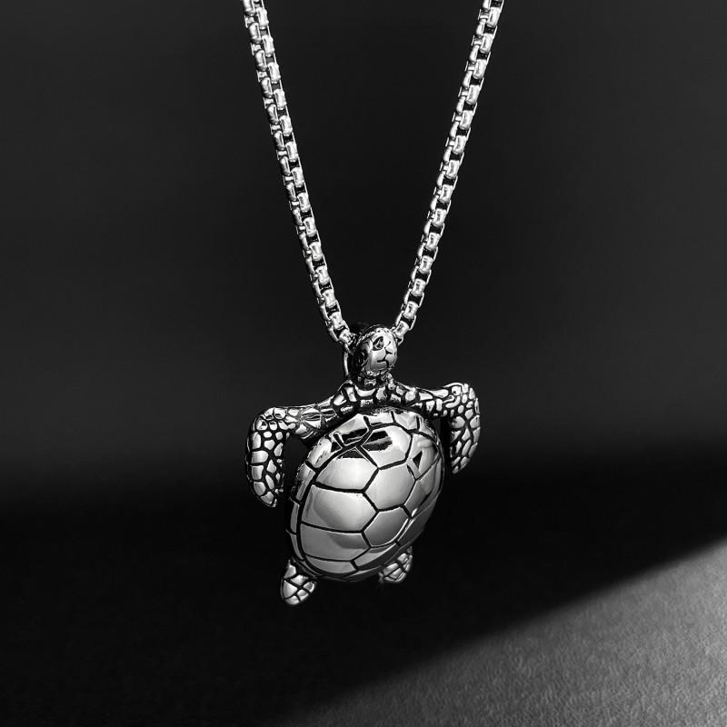 Hip Hop Necklace Men's Stainless Steel Personality Versatile Trendy Flu Turtle Titanium Jewelry