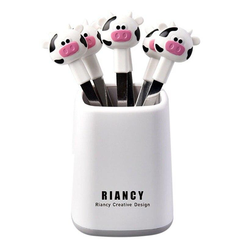 

Вилка для фруктов из нержавеющей стали Cartoon RB573 Calf, для ресторана, десерта, торта, десерта, лунного пирога, покойного, маленькая, 1 основание + 6 вилок, сине-фиолетового цвета