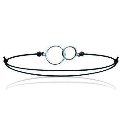 [M7299] - Black Silver 'Infini' Silver Bracelet - 18x11 Mm