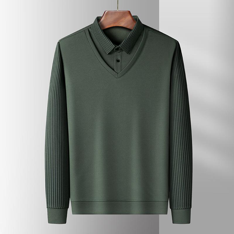 High Quality Long Sleeved Men'S Polo Shirt For Autumn Winter Fashion Two Pieces Of High-End Design Top Korean Casual T-Shirt