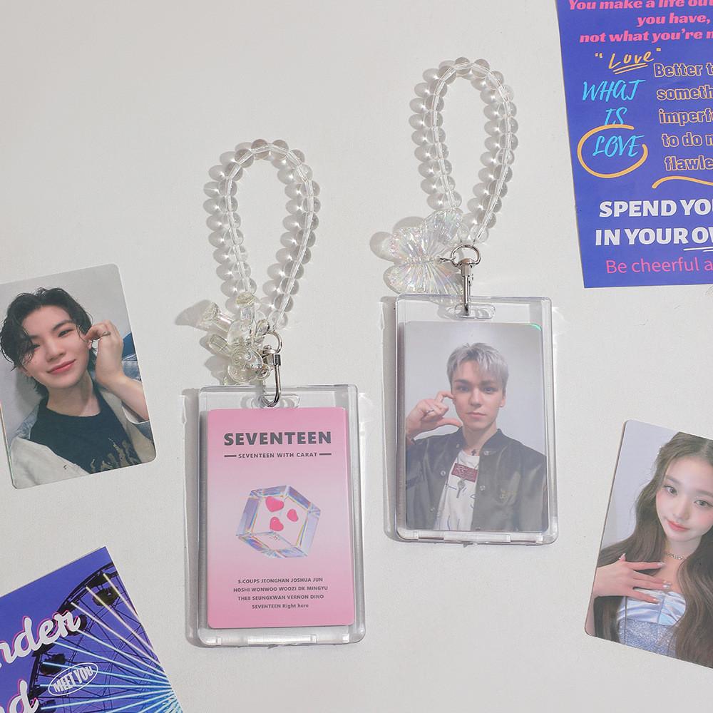 Transparent Acrylic Card Holder For Student Bus Card Meal Card Protection Identity Card Display Keychain Pendant Female