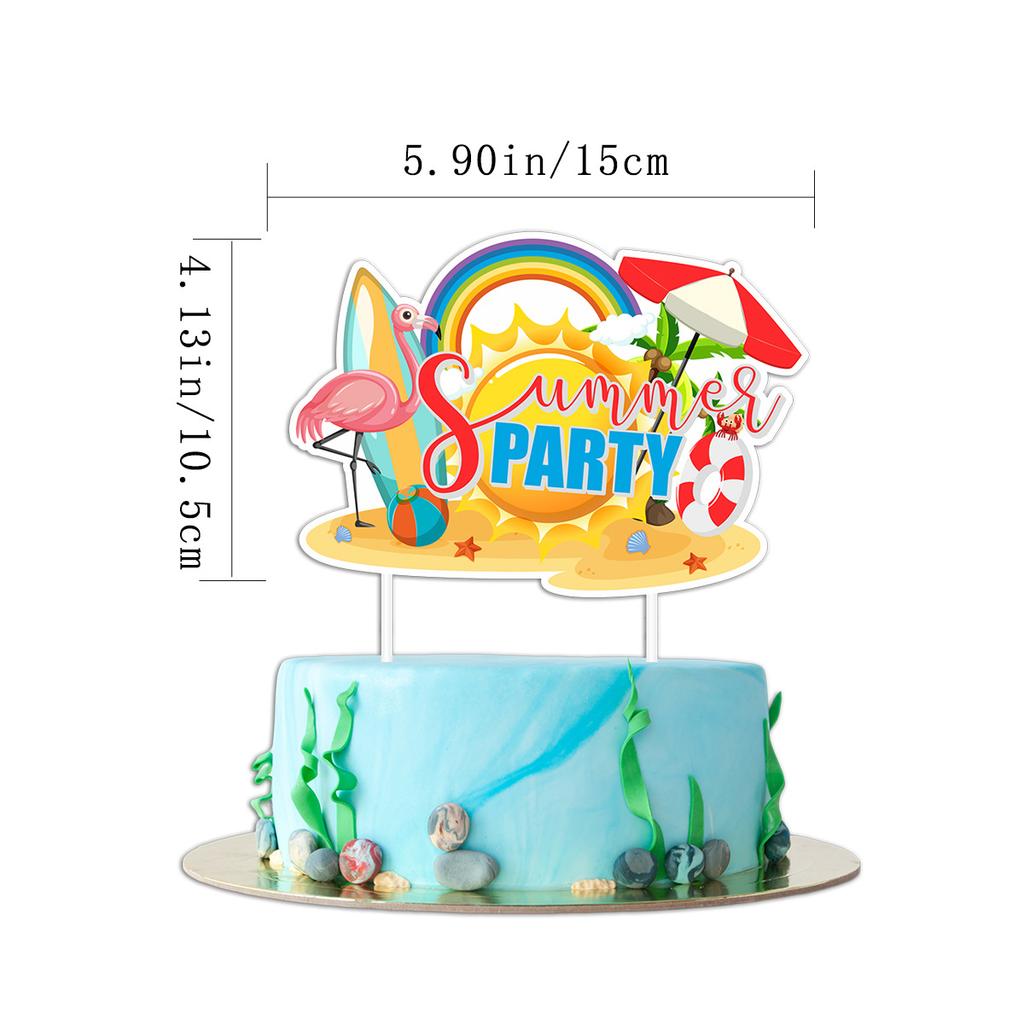 Summer Birthday Party Decoration Hello Summer Flag Popsicle Latte Cake Decoration Insert