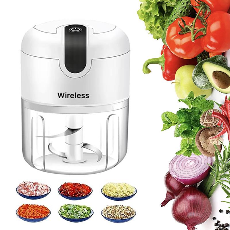 Elektrischer Mini-Knoblauchhacker, Küchenmaschine, Tragbarer Kabelloser Knoblauchhacker, Fleischwolf