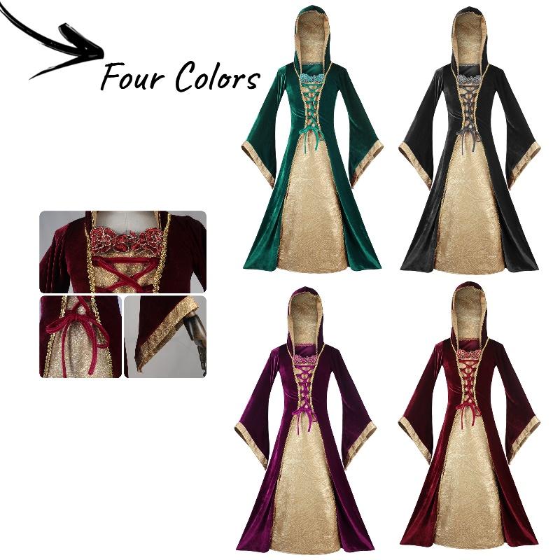 Vintage European Palace Court Long Dress Halloween Cosplay Stage Set Performance