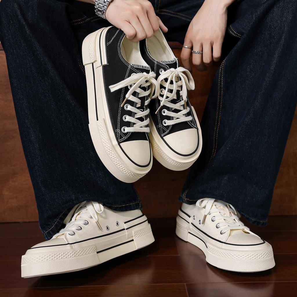 New Men Vulcanized Shoes, Lightweight Anti-slip Wear-resistant Low Top Trend Sneakers, Versatile Fashion Casual Skate Footwear