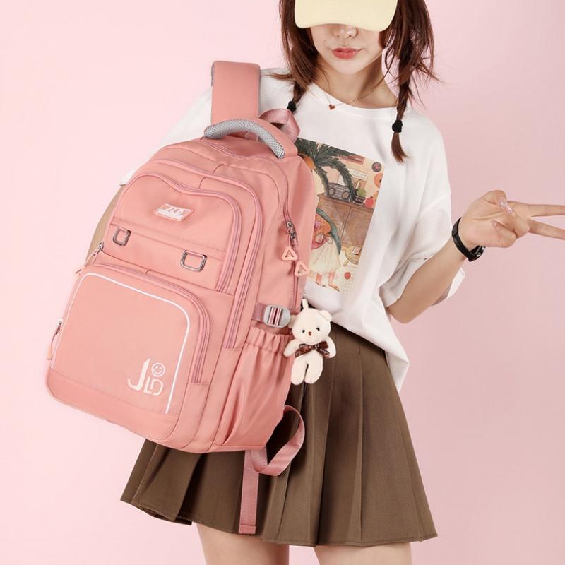 Zaini ultra-leggeri ad alta capacità per studentesse, zaini alla moda per studenti delle scuole medie e superiori, impermeabili in Oxford, tinta unita semplice, borsa da viaggio per libri
