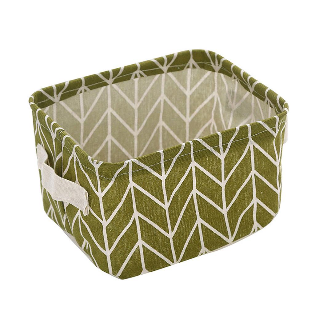 Small Storage Basket Cotton Linen Mini Storage Bin Organizer with Handle for Shelves and Desks