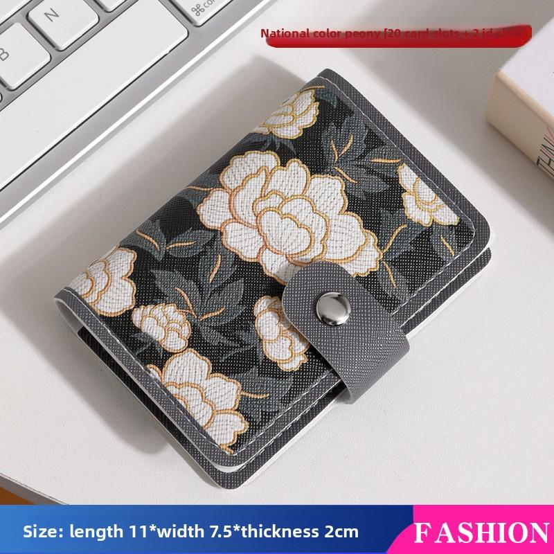 Flower Oil Painting Card Bag, Female Access Control Card, Retro Wind Multi-card Bank Card Certificate, Large-capacity Card Bag