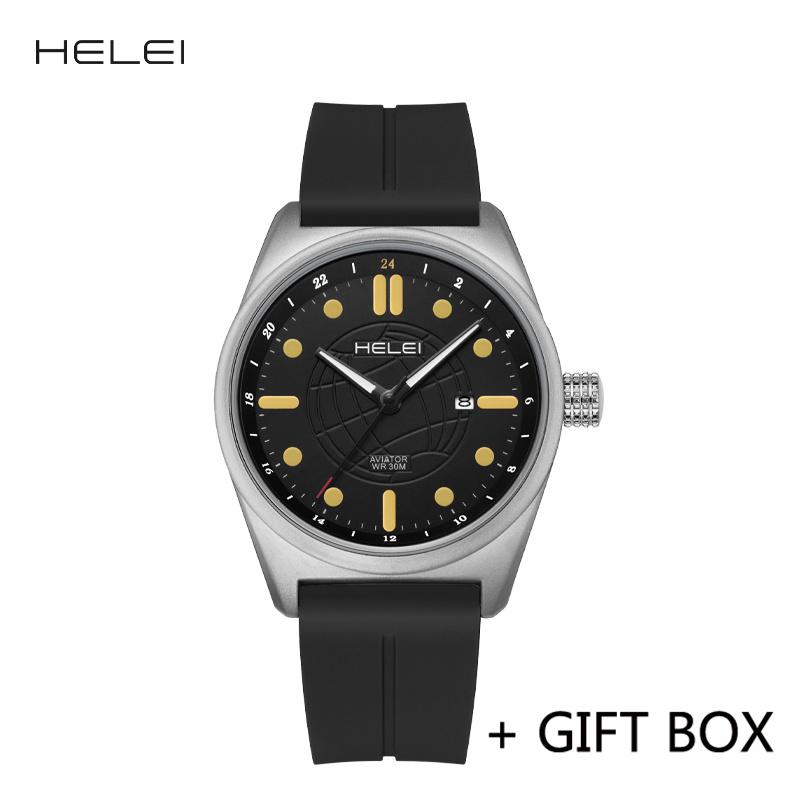 HELEI Men Watch Top Brand Luxury Military Army Waterproof Sport Male Clock Auto Date Quartz Business Original Wristwatch 9010BJ