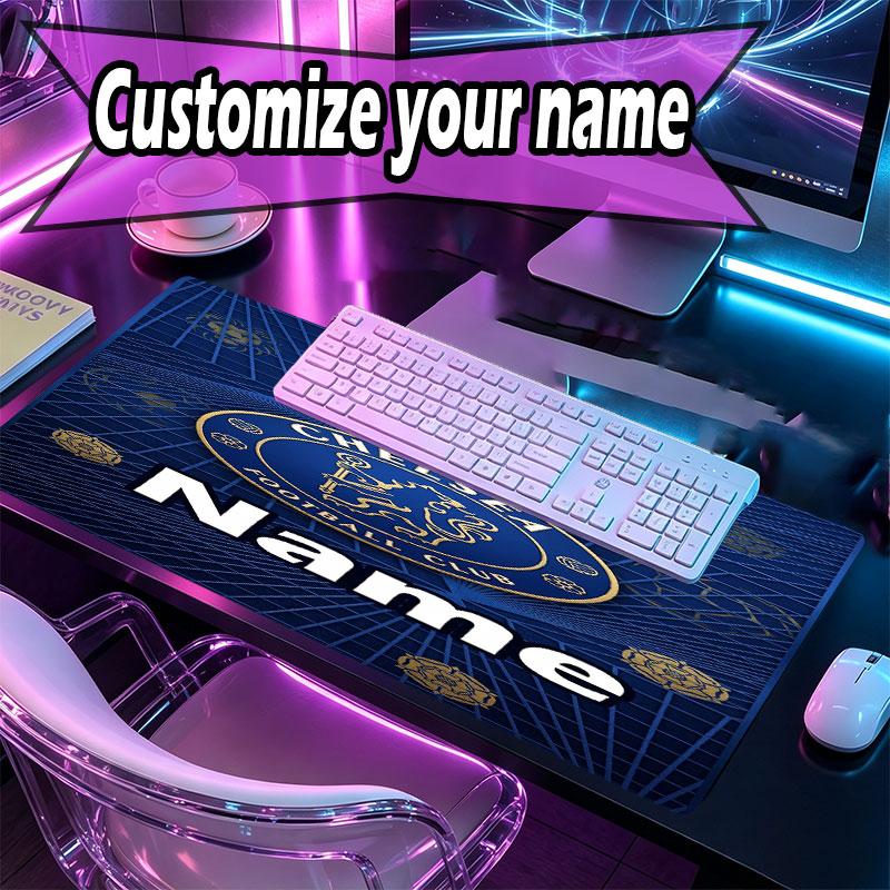 Custom Name Personalized Chelsea Football Club Pattern Mousepad, Laptop PC Desk Mat, Decorative Desk Mat for Home Keyboard Pad Gift