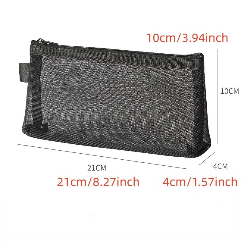 1Pc Clear Mesh Pencil Case Stereoscopic Portable School Supplies Pen Box Bill Storage Bag Zipper Pouch Office Student Pen Bag