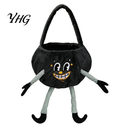 Personalized Halloween Treat Pails Pumpkin Candy Basket with Handle, Soft Plush Trick or Bag for Kids, Collection Bags Portable Holiday Party