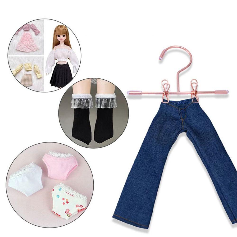 5PCS 75mm/120mm Doll Clothes Hangers Metal Mini Trouser Sock Clips Toy Miniature Hanger  Dollhouse