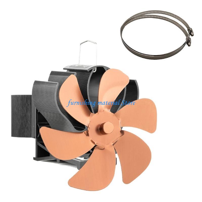 Y5GD Efficient Stove Fan 6 Heat Powered Stove Fan with Thermometer