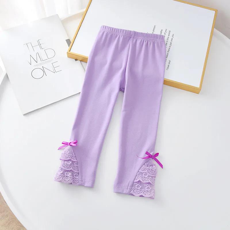 

Легінси для дівчаток Дитячі весняно-осінні тонкі бантики Корейські укорочені брюки Стрейч Штани Дитячий верхній і внутрішній одяг 110 фіолетовий