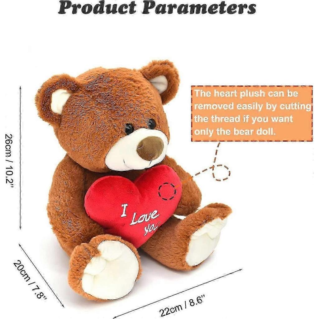 I Love You! 10' Teddy Bear with Red Heart, Soft Plush Bear Doll Stuffed Animal Toys Valentines Day Decor Gifts for Her / Girlfriend Lover Mom Kids (B