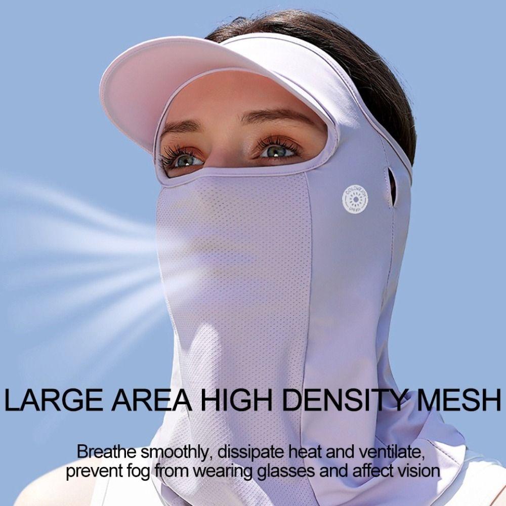 Trendy UPF50+ Sun Protection Mask Breathable Full Face Anti-UV Neck Scarf Ice Silk Neck Protection Sunshade Face Mask Summer
