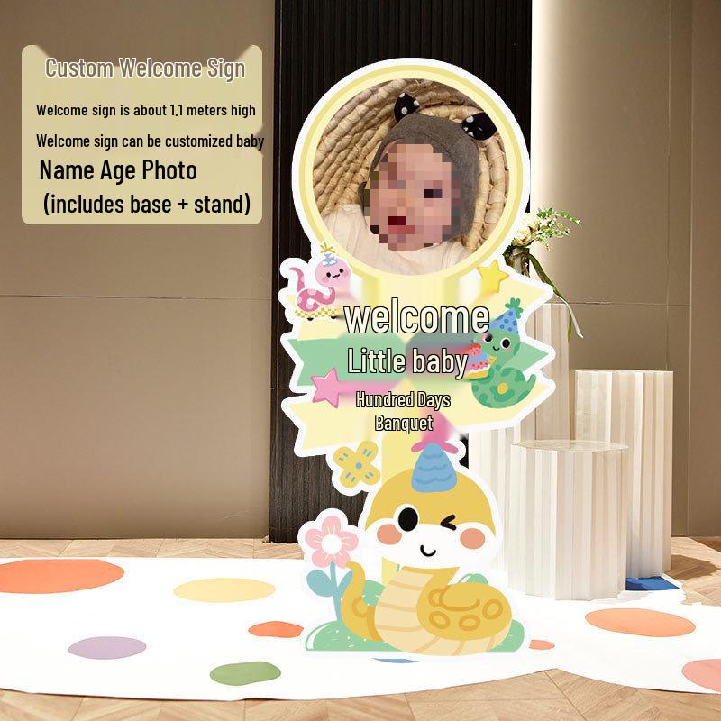 Baby Full Moon & 100 Days Celebration Decor Set - Snake Theme with Balloons for Boys and Girls