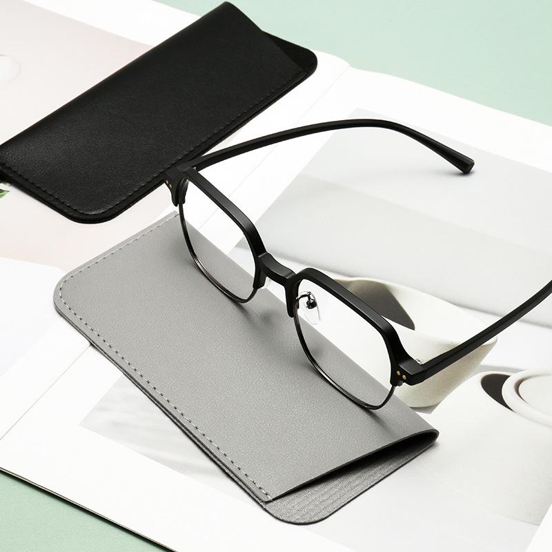 Portable PVC Leather Eyeglass Case - Slant Mouth Design for Sunglasses & Reading Glasses.