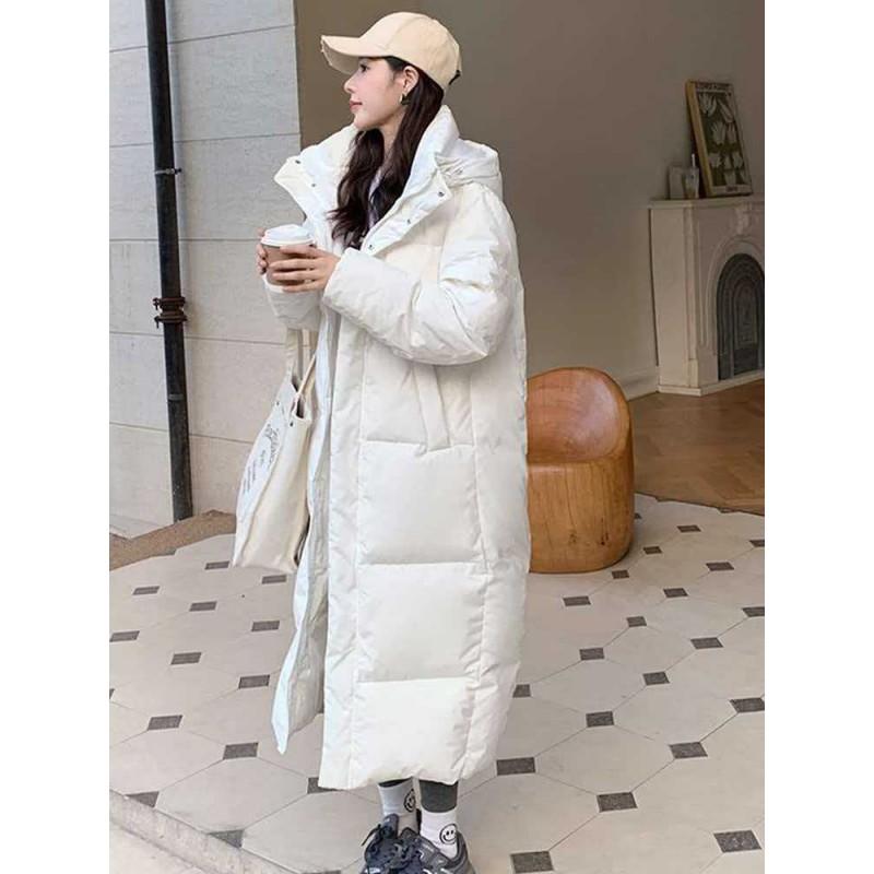 Womens Extra Long Down Coat 2026 Winter Oversized Hooded Puffer Jacket 90% Duck Warm Loose Fit