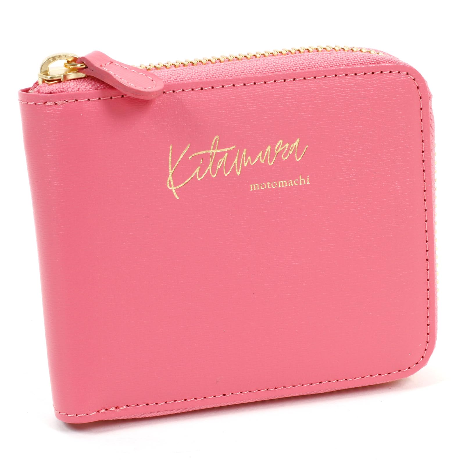 

Handwritten style foil stamped logo wallet NH0853 74721 [Kitamura] bi-fold Rose/Pink [Red]