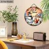 Christmas Decoration Sign,hanging decorations,2D Flat Wooden Products with The Pattern Is Christmas Snowman and squirrel,Christmas Gifts for Friends.
