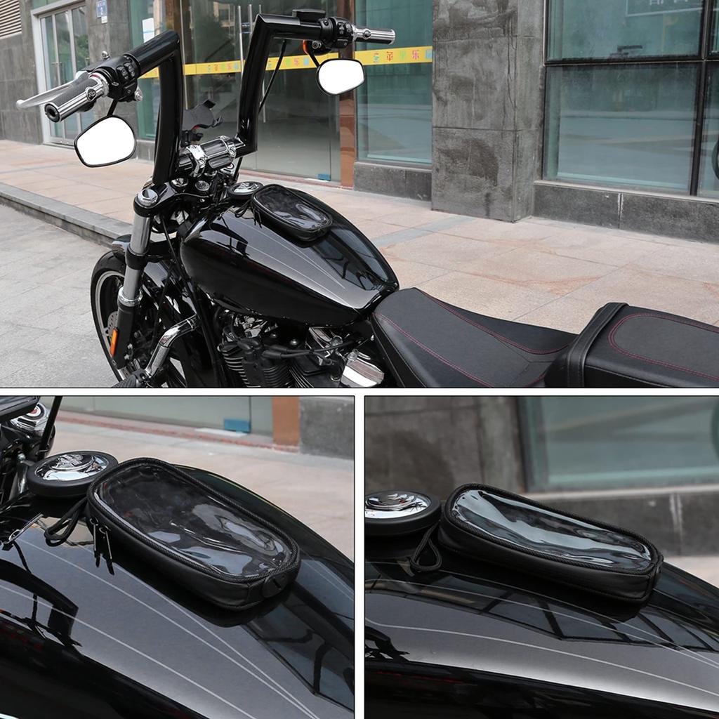 uxcell Motorcycle Magnetic Headphones, PU Leather, Storage, Waterproof, Dustproof, Convenient, Motorbike Saddlebag