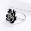925   Exquisite Enamel Drip Oil Color Black Flower Ring For Ladies Party Wedding Jewelry Gift