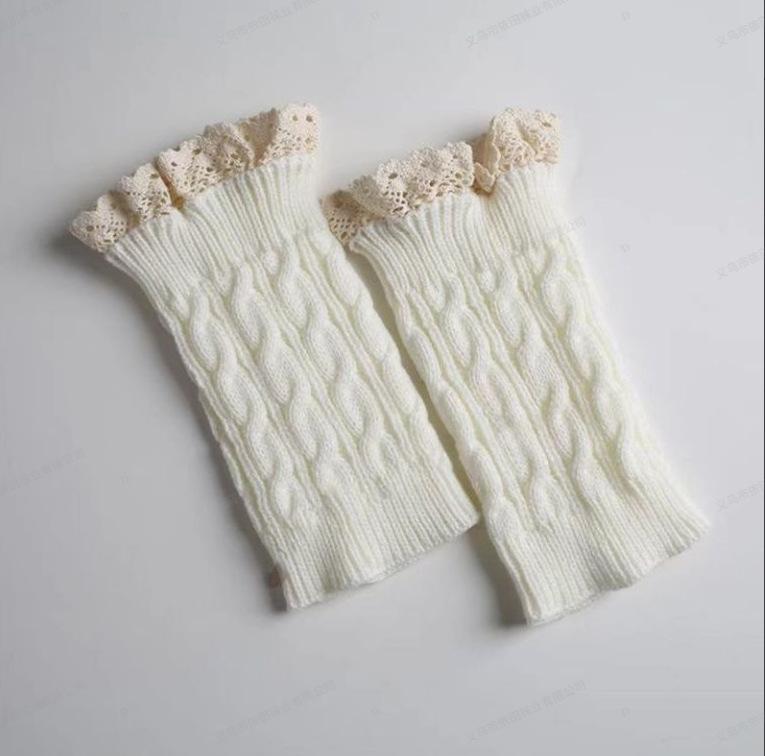 Autumn And Winter Lace Socks Cover Knitted Wool Leg Cover Leg Guard Warm Boot Cover Protect Calf Ankle Neck Cold Warm Woman