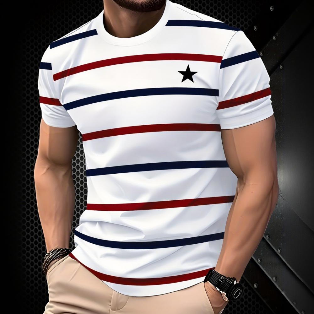 

Мужская футболка с узором в полоску, модная летняя одежда, футболка с 3D-принтом, одежда свободного кроя для мужчин 6XL