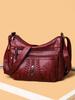 Large Capacity Multi-Compartment Washable Leather Bag for Middle-Aged/Elderly Women - Soft Leather Crossbody and Backpack