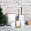 ZK20 6Pcs/Set Household Bathroom Soap Box Toothbrush Holder Rinse Cup Lotion Bottle Accessories Kit