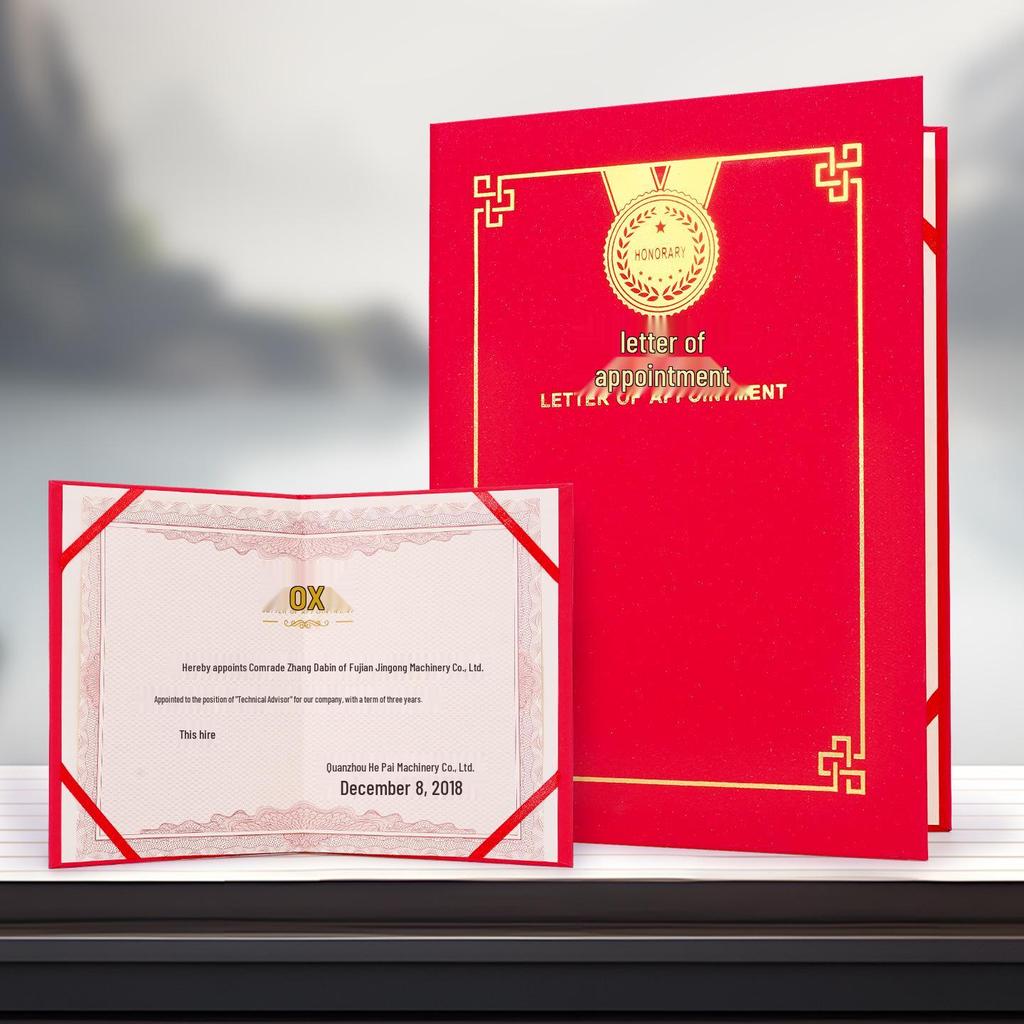 Pearlescent A4 Appointment Letter Cover with Hot Stamping and Protective 12K Inner Sleeve