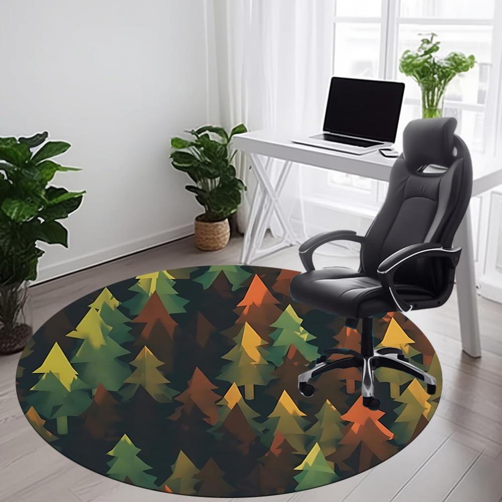 1pc Forest Trees Office Round Area Rug, Indoor Mat Suitable For Office, Under Office Chairs Bedroom Living Room Home Decor, Room Deco