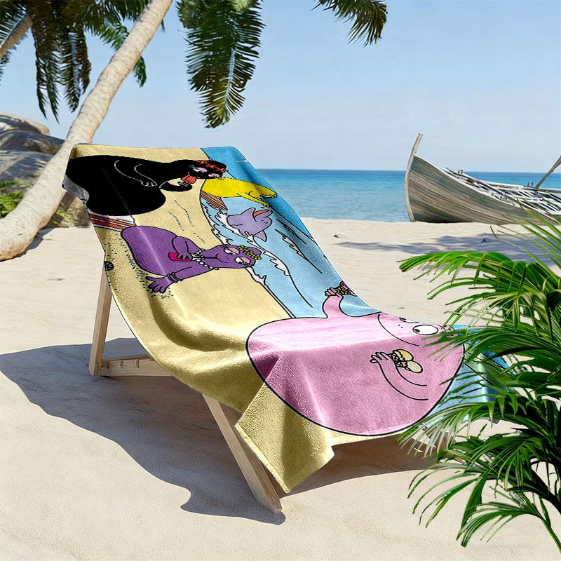 The Barbapapa Family Print Beach Towel, Large Soft Quick Dry Towel for Beach Camping Swimming