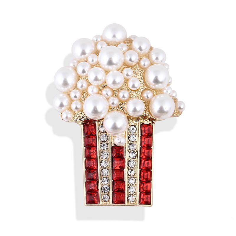 

Retro Baroque Pearl Popcorn Brooch Literary Style Exquisite Ethnic Design Hypoallergenic Luxury Enamel Long-lasting Color Gift