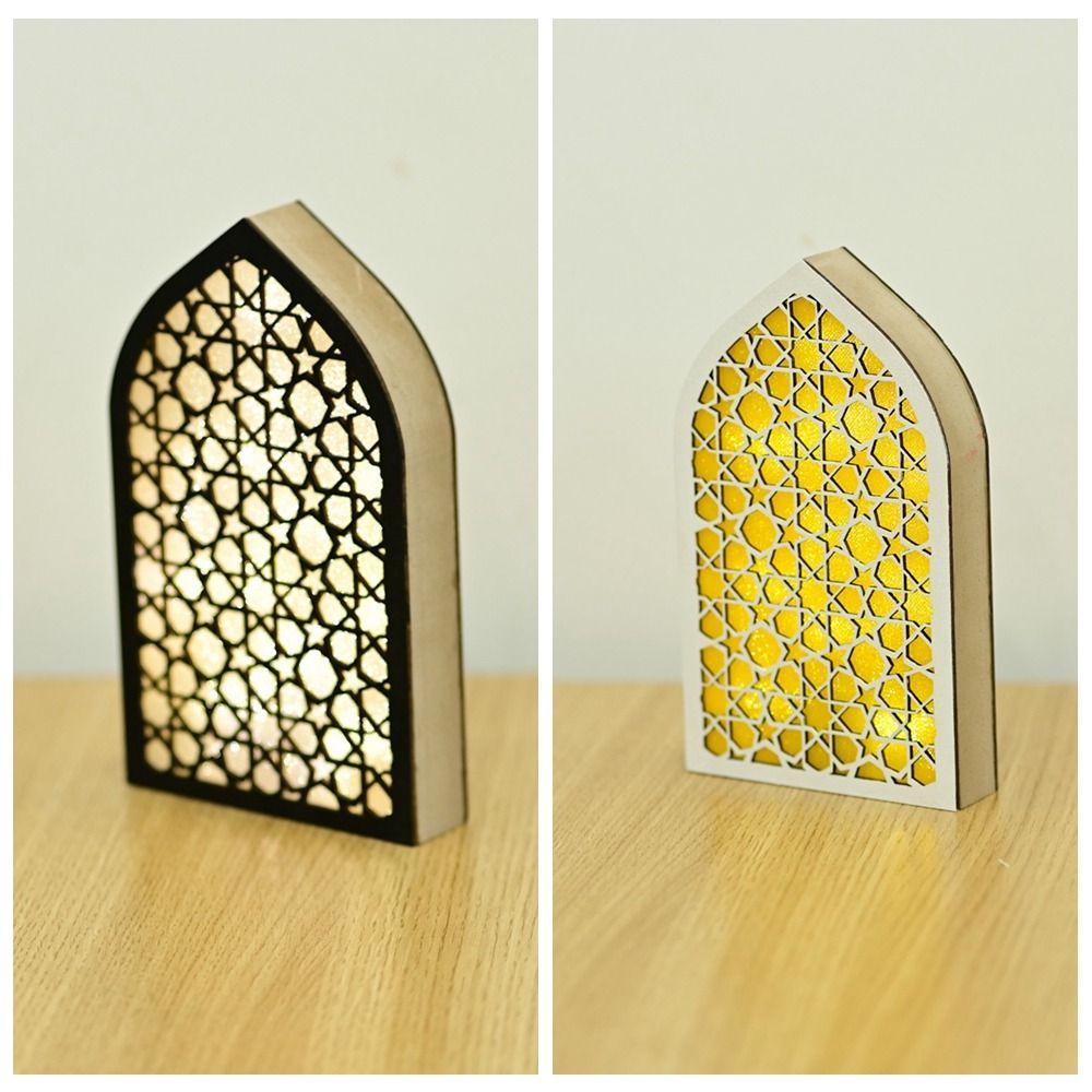 Moon Eid Desktop Ornament Creative Eid Wooden Decoration Handmade Night Light Ornament Wedding