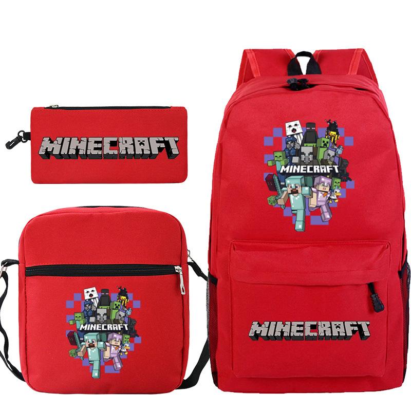 Minecraft Primary And Secondary School School Bag Children'S Backpack Backpack Shoulder Bag Pencil Case Three-Piece Set