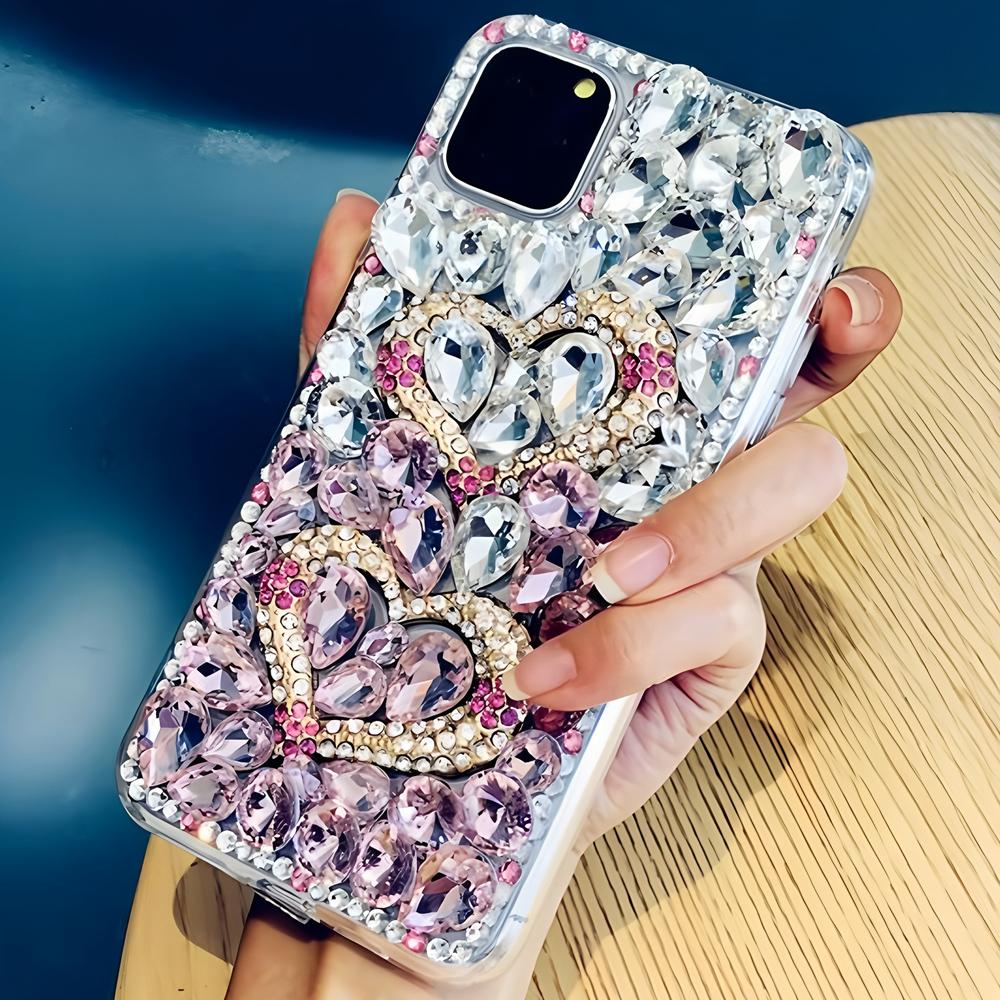 Glitter Bling Rhinestone Phone Case For OPPO Reno 16 15 Pro Max 15F 15C Crystal Diamond Heart Design Cover