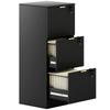 Filing Cabinet, Fluted Vertical File Cabinet with 3 Lockable Drawers and Hanging Rails, Black