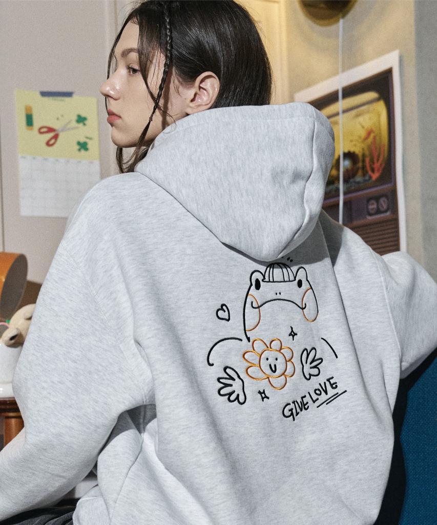 Gaegulpop Embroidered Hoodie Melange White