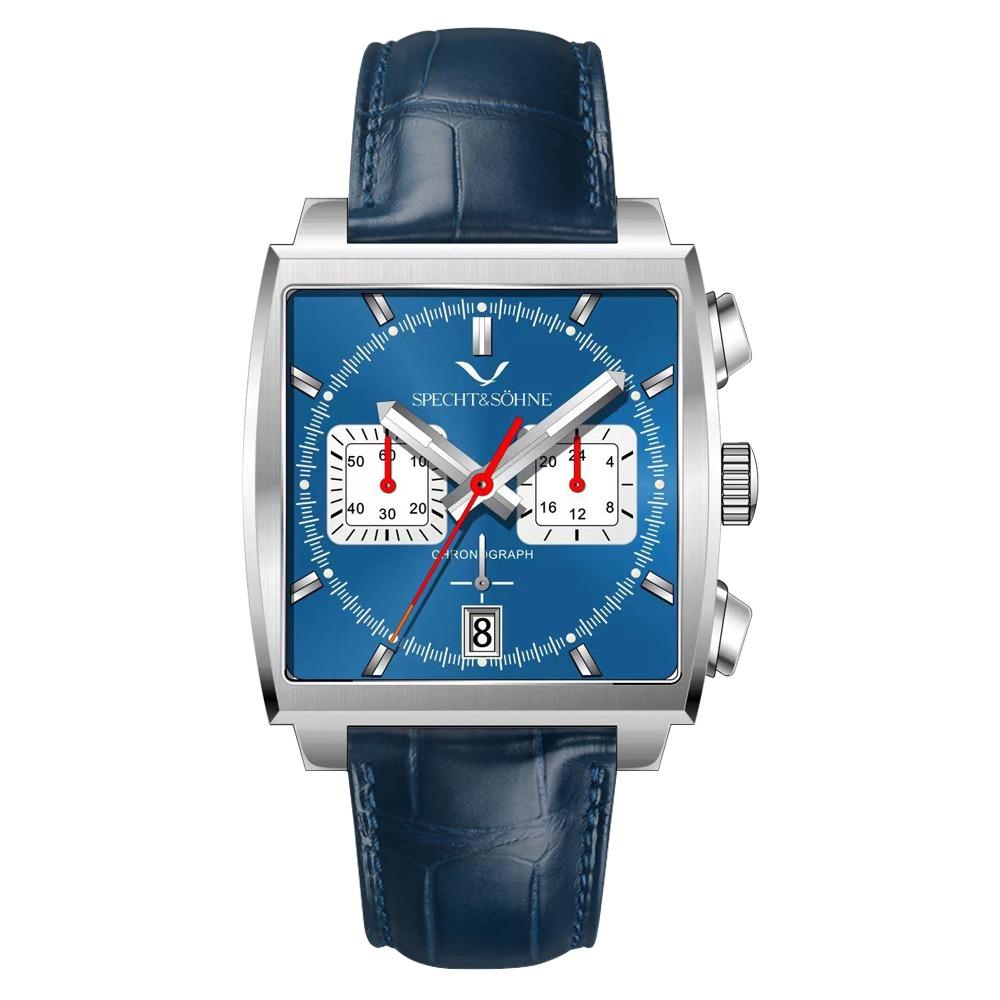 Specht & Söhne 2025 New Trendy Men's Watches Quartz Sport Watch Blue Color Stainless Steel VK63 Chronograph Reloj Hombre 39MM