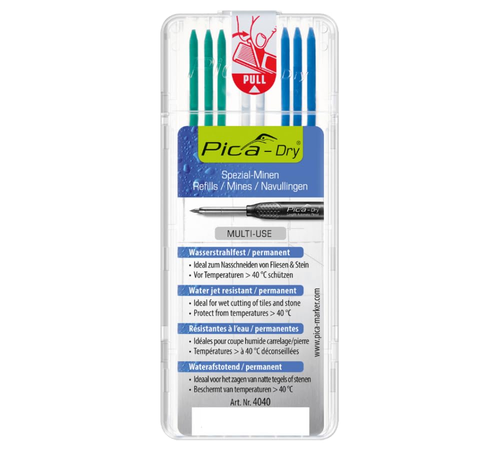 Pica Marker Architekten Mechanisch Rundmine Schwarz 2B Ersatzminen Grün Weiß Blau 3er Set Stift, 2,8 mm, 3030, 4040, 3, 2,