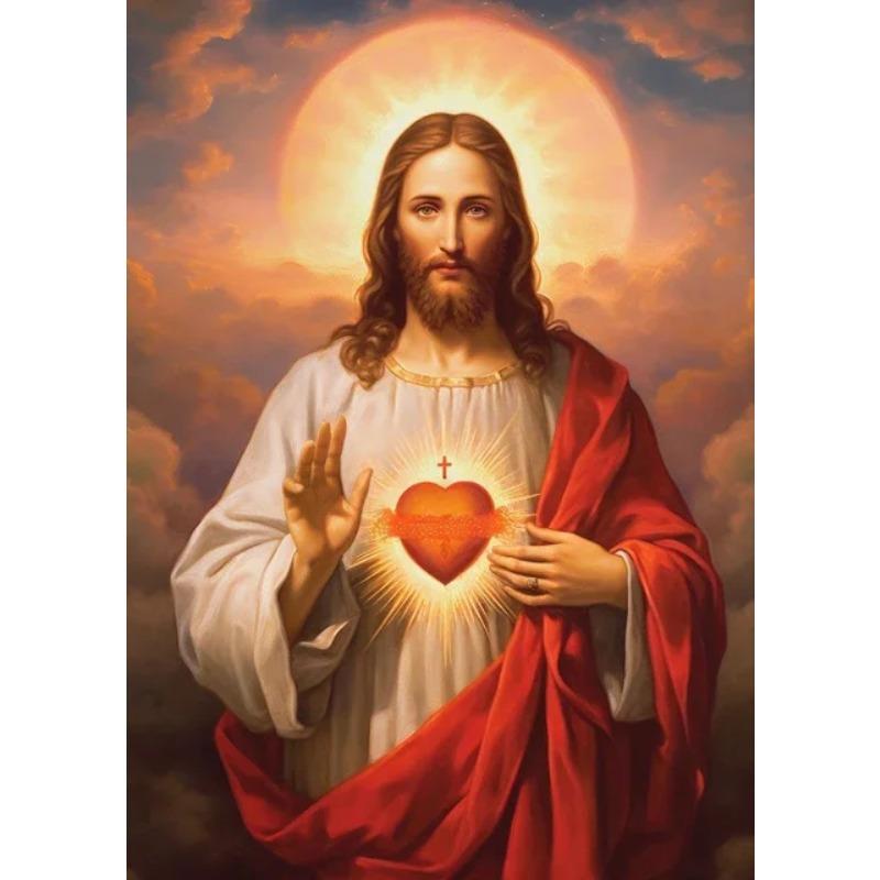 Christian Jesus with Sheep and Virgin Mary Poster Canvas Painting Print Catholic Wall Art with Bible Verse for Farmhouse Home D