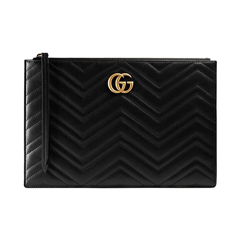 

Gucci GG Marmont Series Matelassé Leather Clutch Women clutch Black 476440-DSVRT-1000 Basic Set (Bag+Dust Bag)