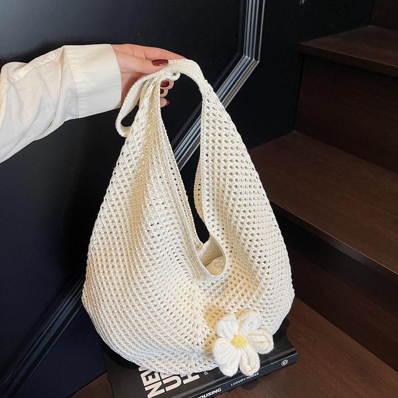 Large Capacity Woven Shoulder Armpit Bag Tote Bag Women's New Texture Seaside Leisure Vacation Beach Bag Fashion